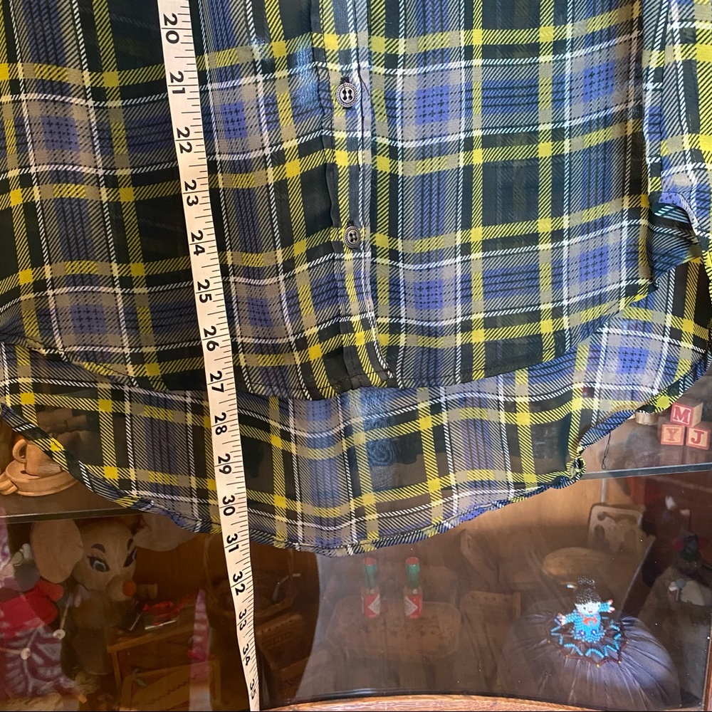 Max & Mia Sheer Plaid Sleeveless Blouse - Picture 7 of 9